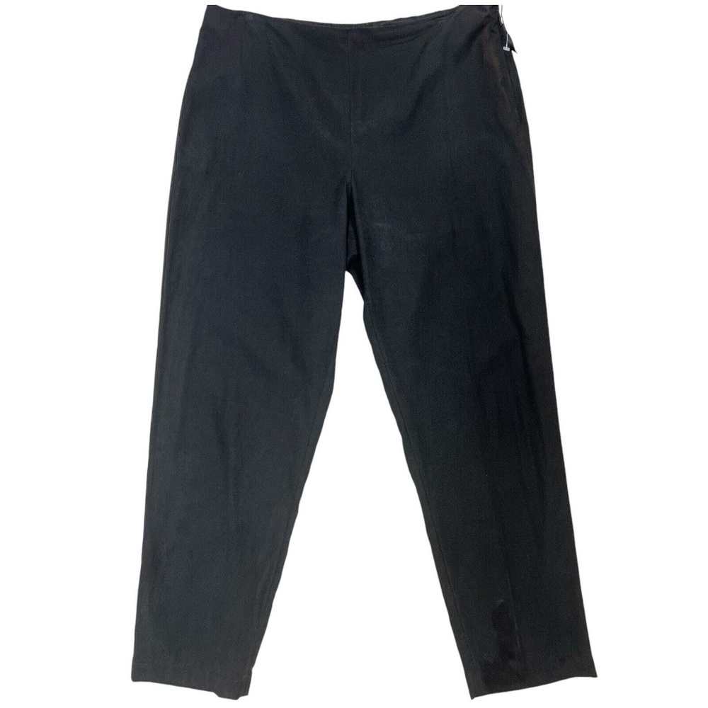 Eileen Fisher Pants Womens‎ Medium Black Silk Cotton Blend Side Zip Straight Leg